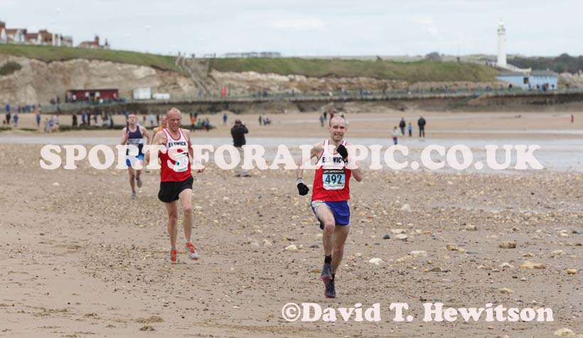 Philip Sanderson 492 and Lee Bennett (Elswick) finishing the Pier to Pier Race, South Shields to Roker, Sunderland.